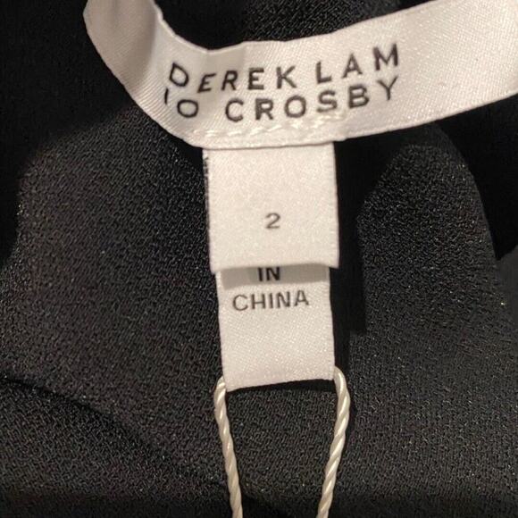 Derek Lam 10 Crosby Nellie Black Cowl Neck Feather Trim Midi Dress Size 2 NWT - Picture 6 of 11